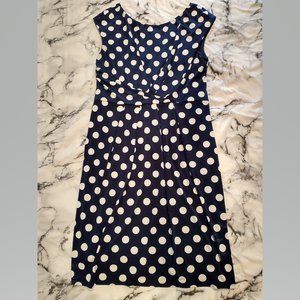 Eliza J Blue ruched sleeveless polka dot dress, 16W